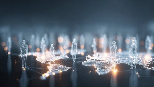 Abstract digital representation of people connected globally