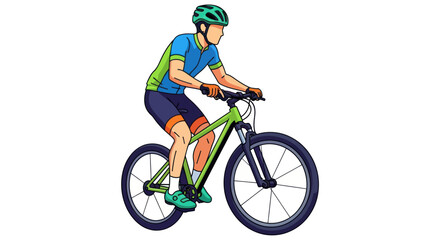 Fototapeta premium Athletic cyclist in colorful gear riding a mountain bike.