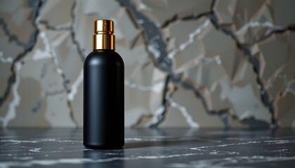 Elegant Black Perfume Bottle with Gold Cap