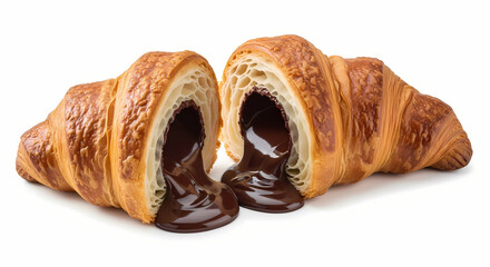 Chocolate Croissant, Delicious, Golden Brown, Flaky Pastry, Food Photography