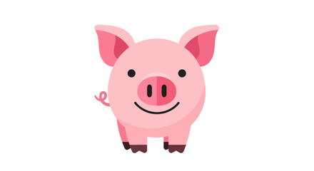 Cute Cartoon Pink Pig Illustration.