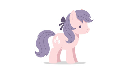 Adorable Cartoon Pony with Pink Body and Purple Mane.