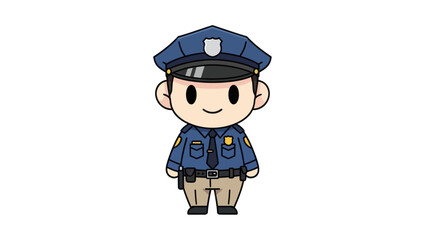 Adorable Cartoon Police Officer Character in Uniform.