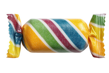 Colorful striped candy wrapped in cellophane perfect for sweet treat promotions on transparent background