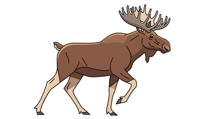 Majestic Moose with Large Antlers Walking Confidently.