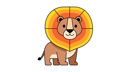 Cartoon Lion with a Golden Mane Standing Proudly.