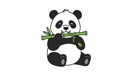 Cartoon Panda Eating Bamboo Shoot Illustration. © Ilma