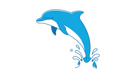 Blue Dolphin Leaping from Water with Splash Effects.