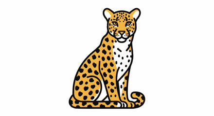 Stylized Illustration of a Seated Cheetah with Distinctive Spotted Coat.