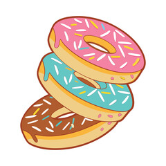 Delicious stack of sweet frosted donuts with colorful sprinkles perfect for dessert and bakery themes