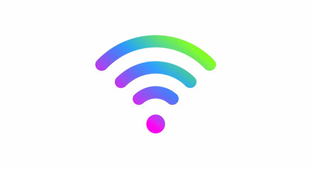 Wifi symbol with gradient colors on white background for digital connection