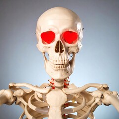 Skeleton In Love. Still life photography with human skull in Love.