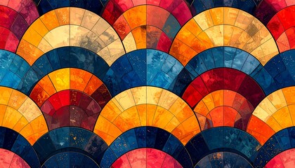 Colorful mosaic wave pattern