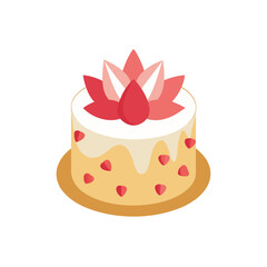 angel cake vector  petals  strawberries  peaks  