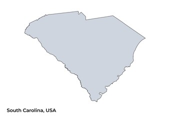 Map of South Carolina State, USA