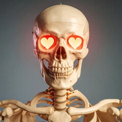 Skeleton In Love. Still life photography with human skull in Love.