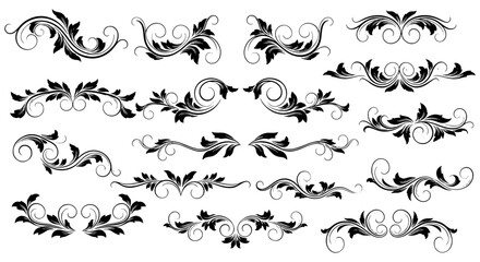 Vector art of collection of hand drawn floral decorative elements for design needs