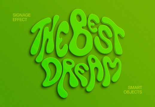 Lime Monochrome 3D Text Effect Mockup