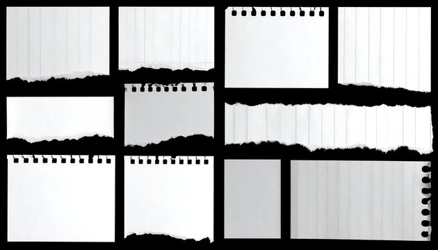 Collection of ripped notebook pages