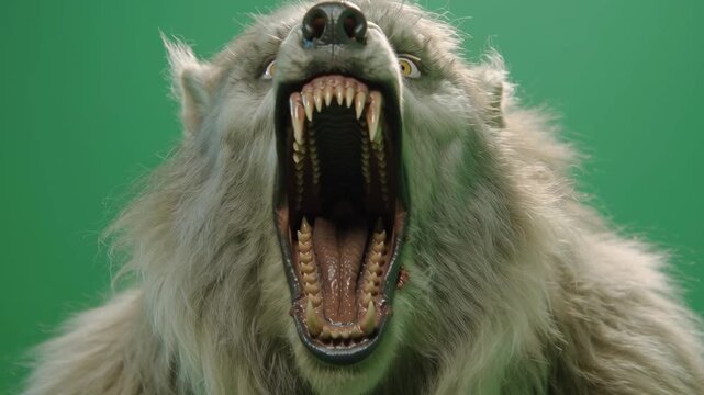 Halloween scary werewolf isolated on a green screen background
