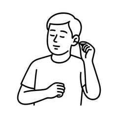 line icon person cleaning his ear with a cotton swab vector on a white background
Vector line icon on a white background