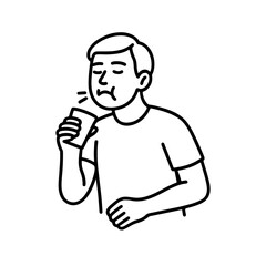 line icon man gargling vector on a white background
Vector line icon on a white background