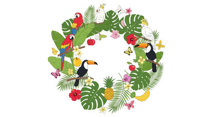 Tropical Bird Wreath Design
