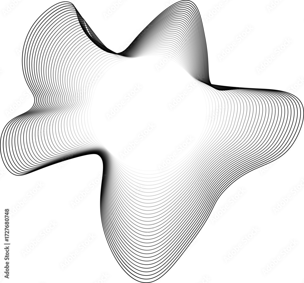Wall mural circular vector with inner transparency and outer edge composed of gently curved organic forms in rh