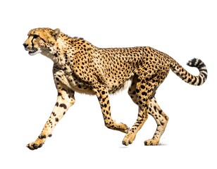 Obraz premium Cheetah in motion against white background