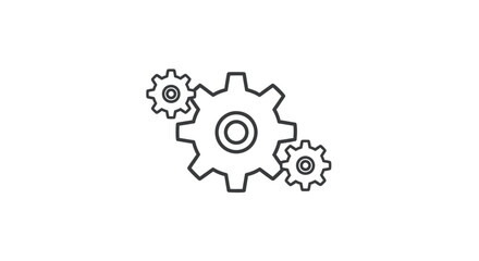 Interlocking Gears Outline: Mechanical System Illustration.