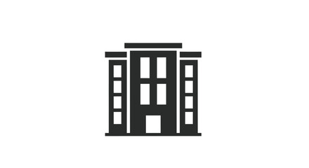 Stylized Silhouette of a Multi-Story Building Icon.