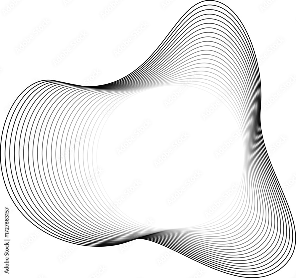 Wall mural freeform vector with curving layered borders around a glowing circular void.