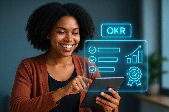 Effective okr implementation strategies business office digital meeting professional environment engaging viewpoint growth concept