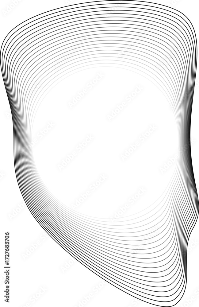 Wall mural fluid vector outline in dynamic organic motion encircles a glowing center with progressive opacity.