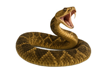 Obraz premium Rattlesnake striking with open mouth, transparent background