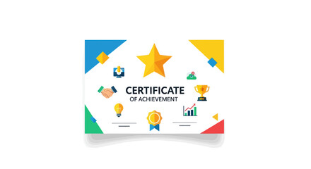 Colorful Certificate of Achievement with Star and Graphic Elements.