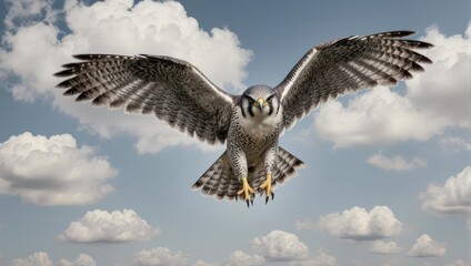 Fototapeta premium Falcon in flight against a cloudy sky (1)