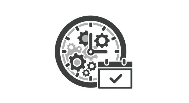 Clockwork Calendar: Time Management and Scheduling Icon.