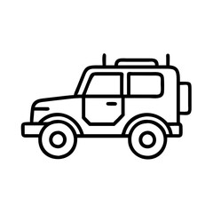 Off road vehicle outline drawing for adventure travel and extreme sport vector graphic design element