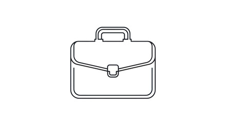Simple Line Art Illustration of a Classic Briefcase with Handle and Clasp.