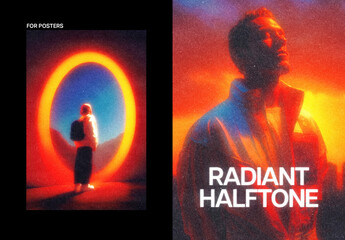 Radiant Halftone Poster Photo Effect Mockup