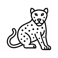 Isolated vector illustration of a sitting leopard with spots outline drawing art design