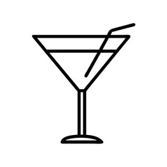 Vector illustration of a martini glass with straw perfect for bar menu and cocktail design use
