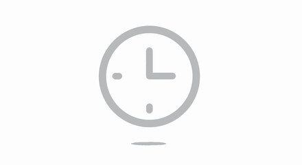 Simple Gray Line Drawing of an Analog Clock.