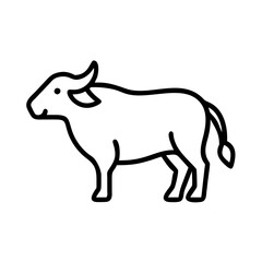 Outline drawing of a water buffalo vector illustration farm animal clip art design template icon 90