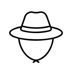 Illustration of a stylish fedora hat fashion accessory for men and women outline drawing