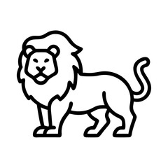 Lion vector drawing illustration, african wildlife animal outline, zoo king of beasts image art