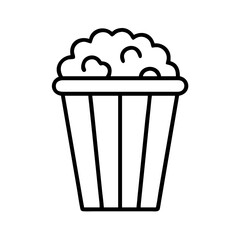 Vector illustration of popcorn bucket for movie night snack, cinema food, outline style icon