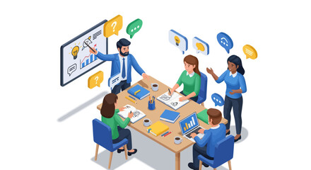 Diverse Team Brainstorming Ideas at a Modern Meeting.