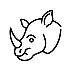 Rhino head drawing outline illustration vector image for wildlife animal africa zoo safari art design